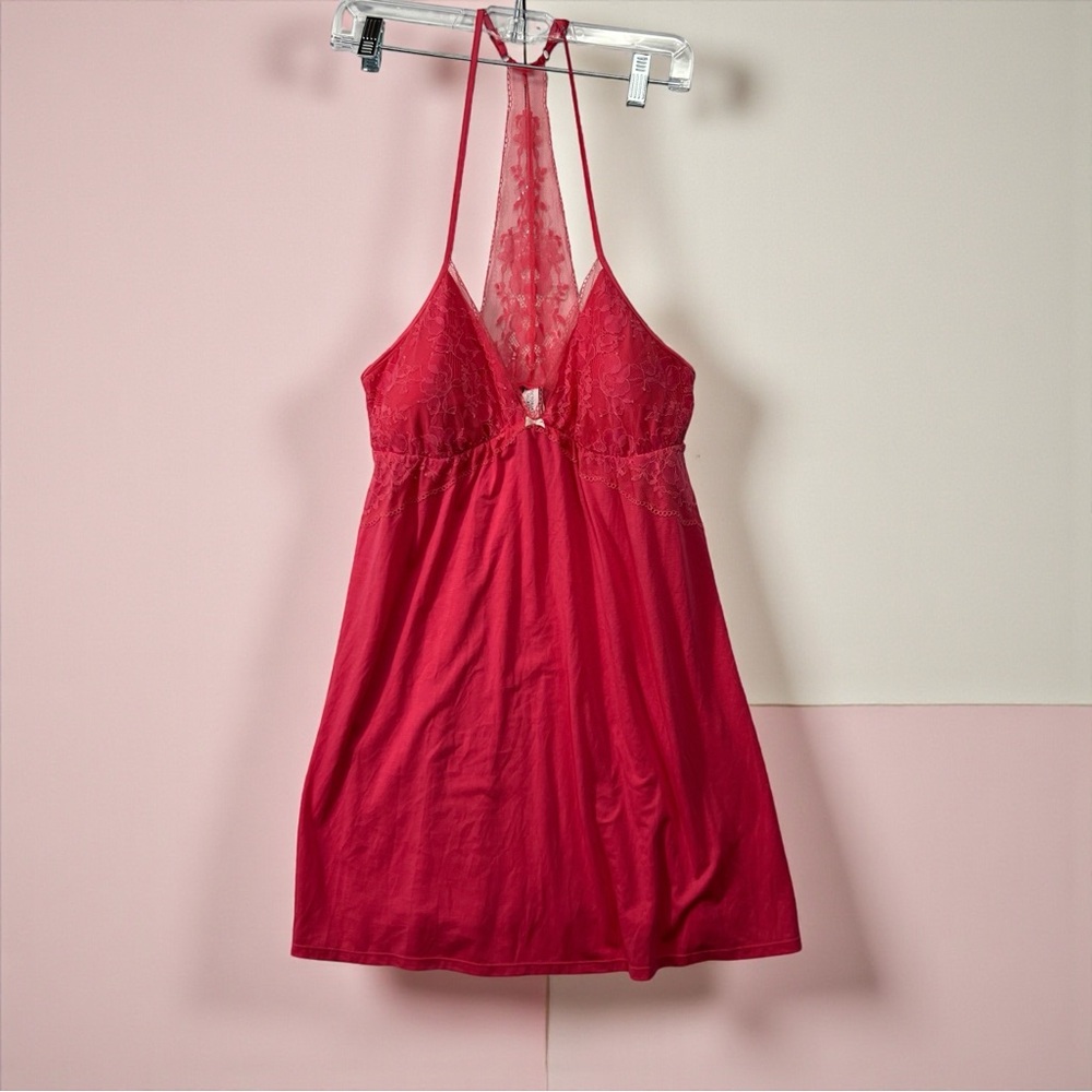 NEW Victoria's Secret Pink Lace Babydoll Chemise Nightgown Women's large